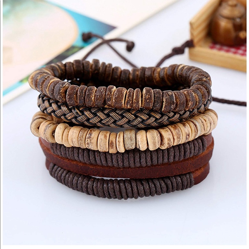 Leather bracelet -Earthy materials-genuine leather